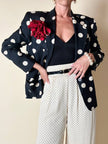Blazer in seta nera a grandi pois color panna “Genny”