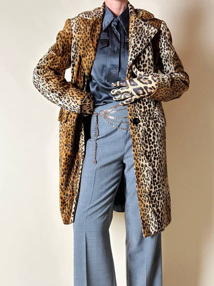 Cappotto leopardato in eco cavallino