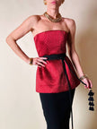 Bustier couture in seta operata rosso sangria