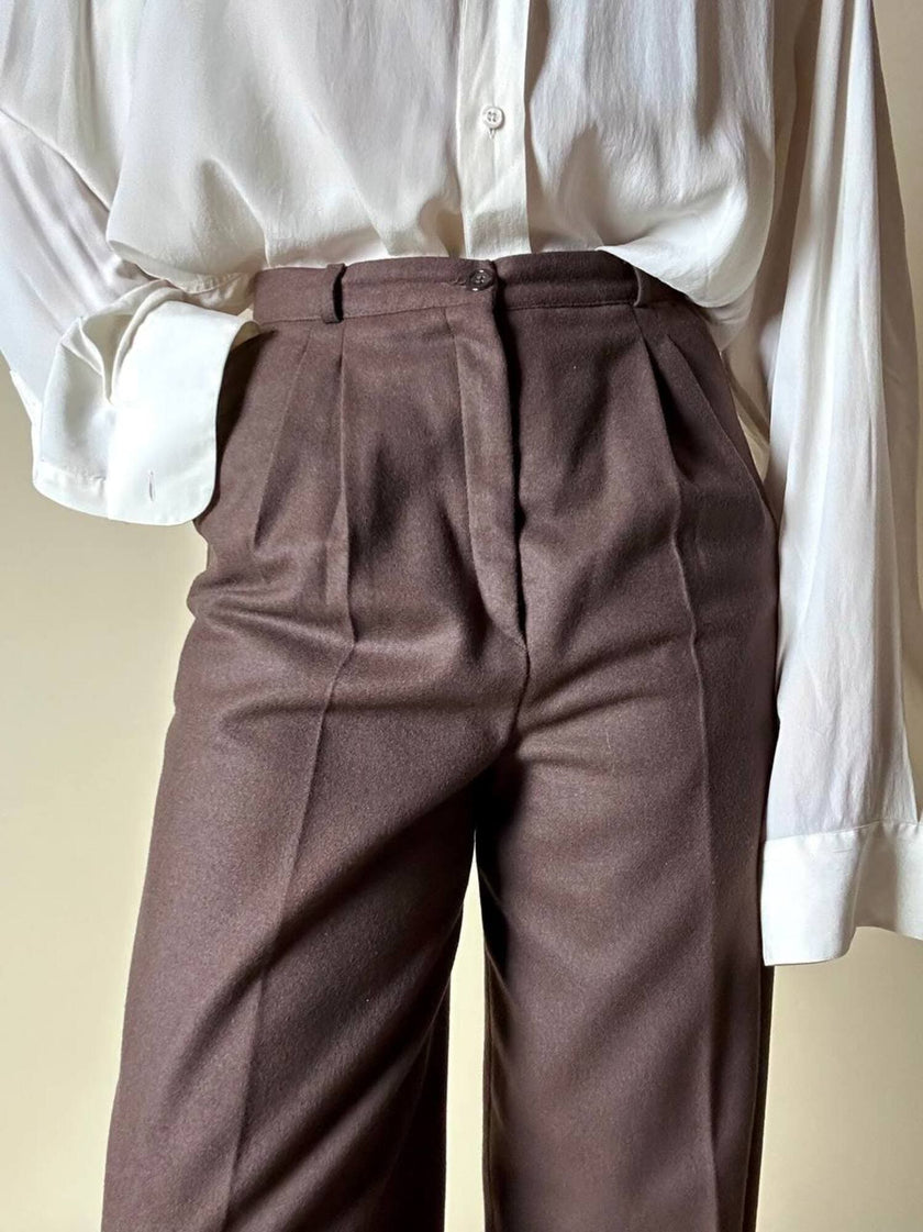Tailleur giacca/pantalone in lana marrone chiaro “Prestige”