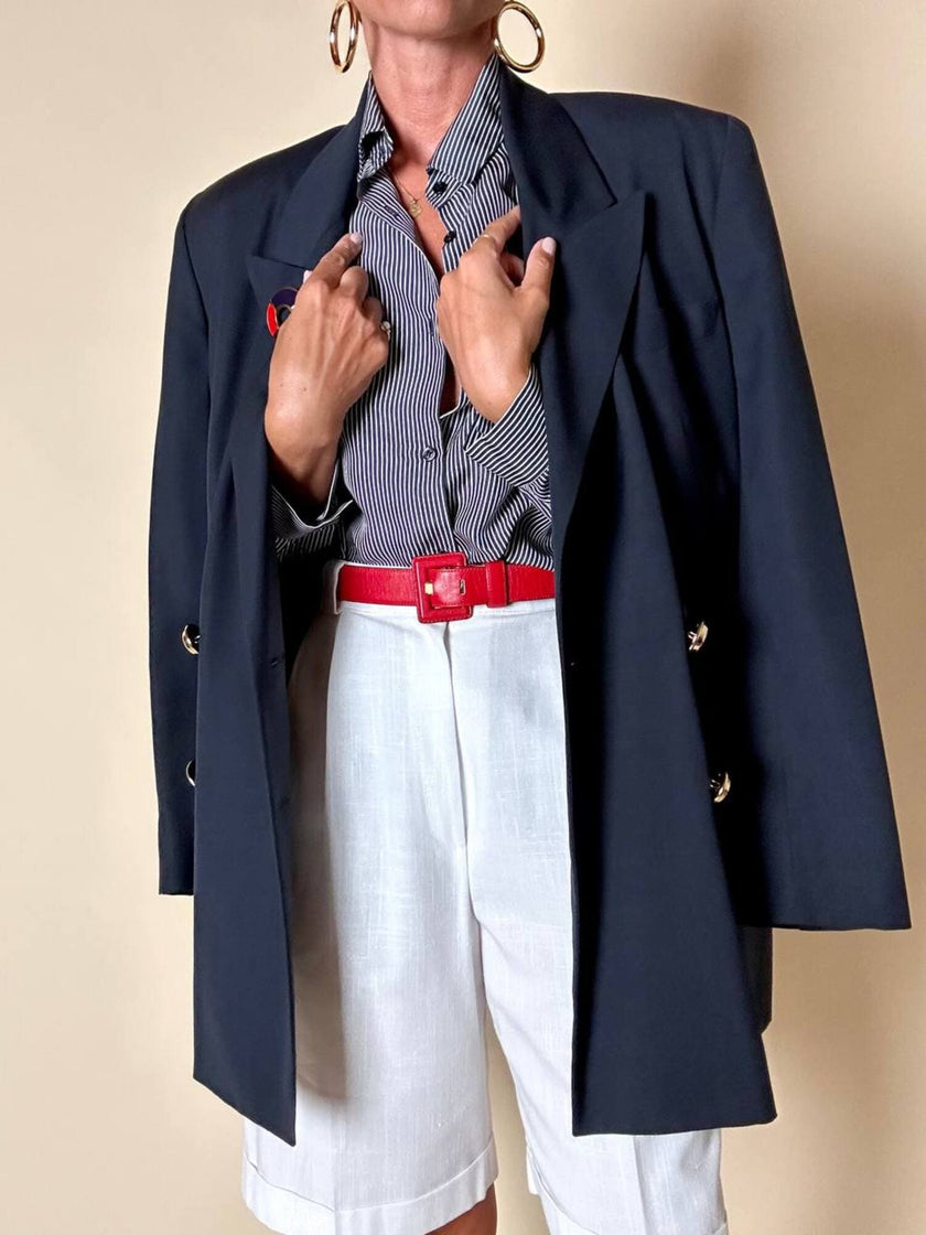 Blazer doppiopetto blu navy con bottoni dorati Grazia Bagnaresi