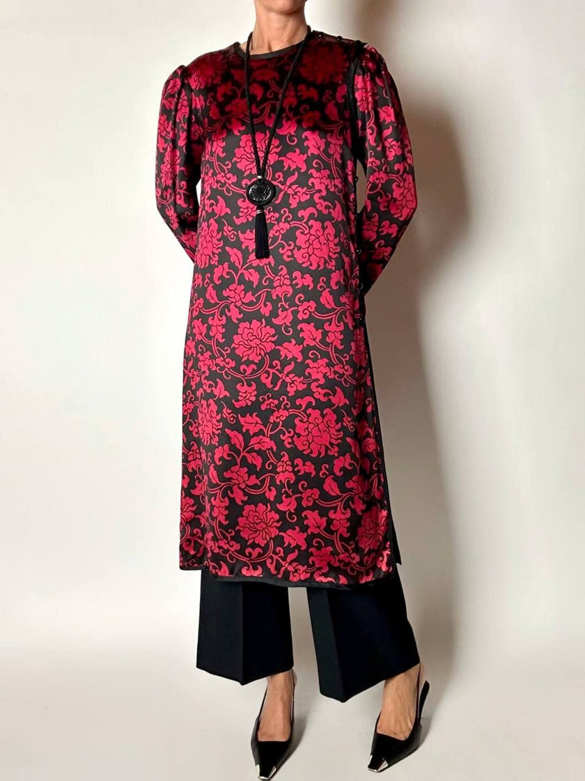 Vintage-Halskette aus schwarzer Spiralkordel mit Schmuckanhänger und Couture-Quaste