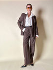 Tailleur giacca/pantalone in lana marrone chiaro “Prestige”