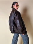 Bomber aviator oversize in pelle testa di moro