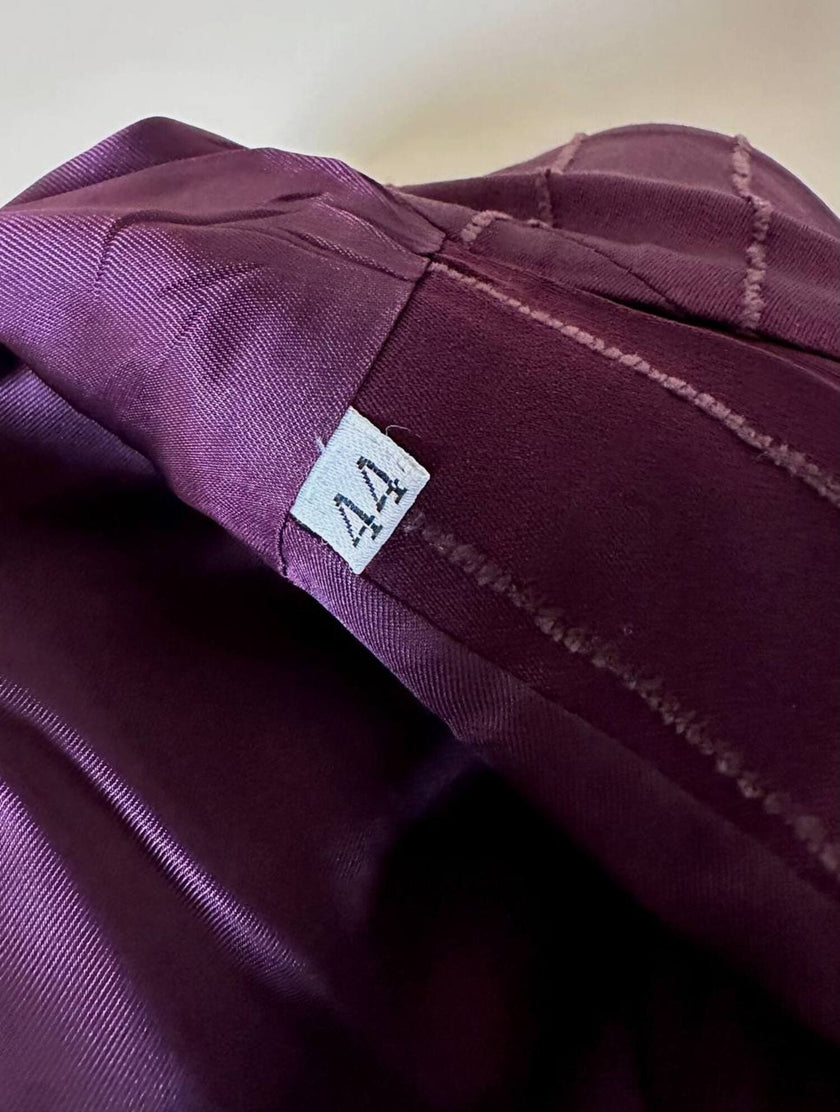 Blazer doppiopetto in rasato di lana gessato color burgundy “Gianni Versace”
