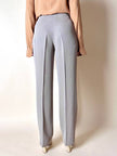 Pantalone Studio 0001 Ferré a vita alta con pince in tessuto operato greige