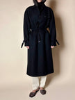 Cappotto lungo vintage in lana nera con taglio trench CGV Firenze