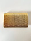 Clutch-Minaudière vintage in metallo oro satinato con dettaglio bambù