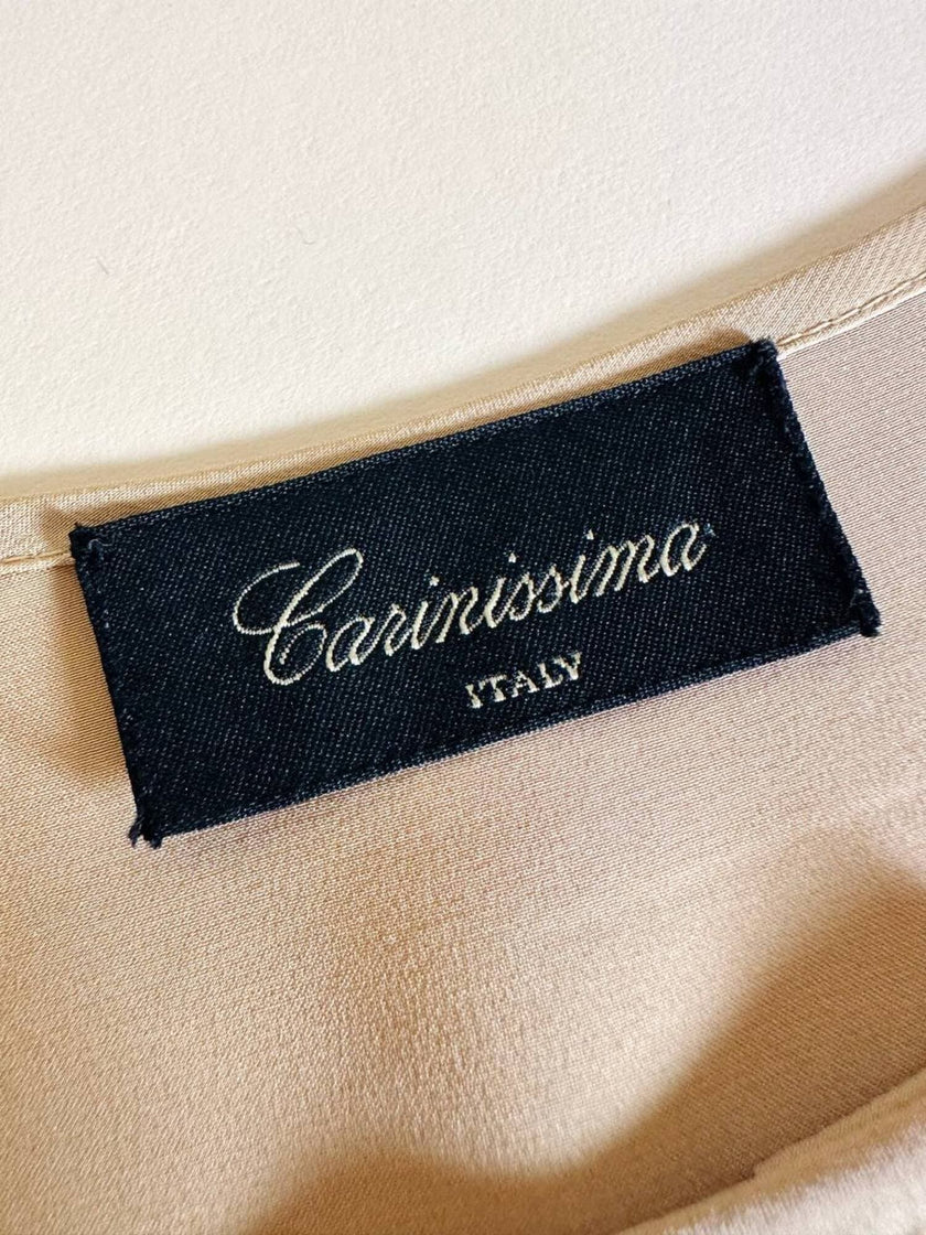 Camicia in raso di seta color champagne con bottoni i madreperla Carinissima
