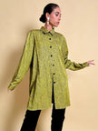Camicia in tessuto Jaquard moiré verde acido “Marlène Laurent”