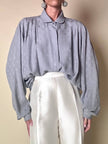 Camicia in seta Jacquard gray con logo YSL allover