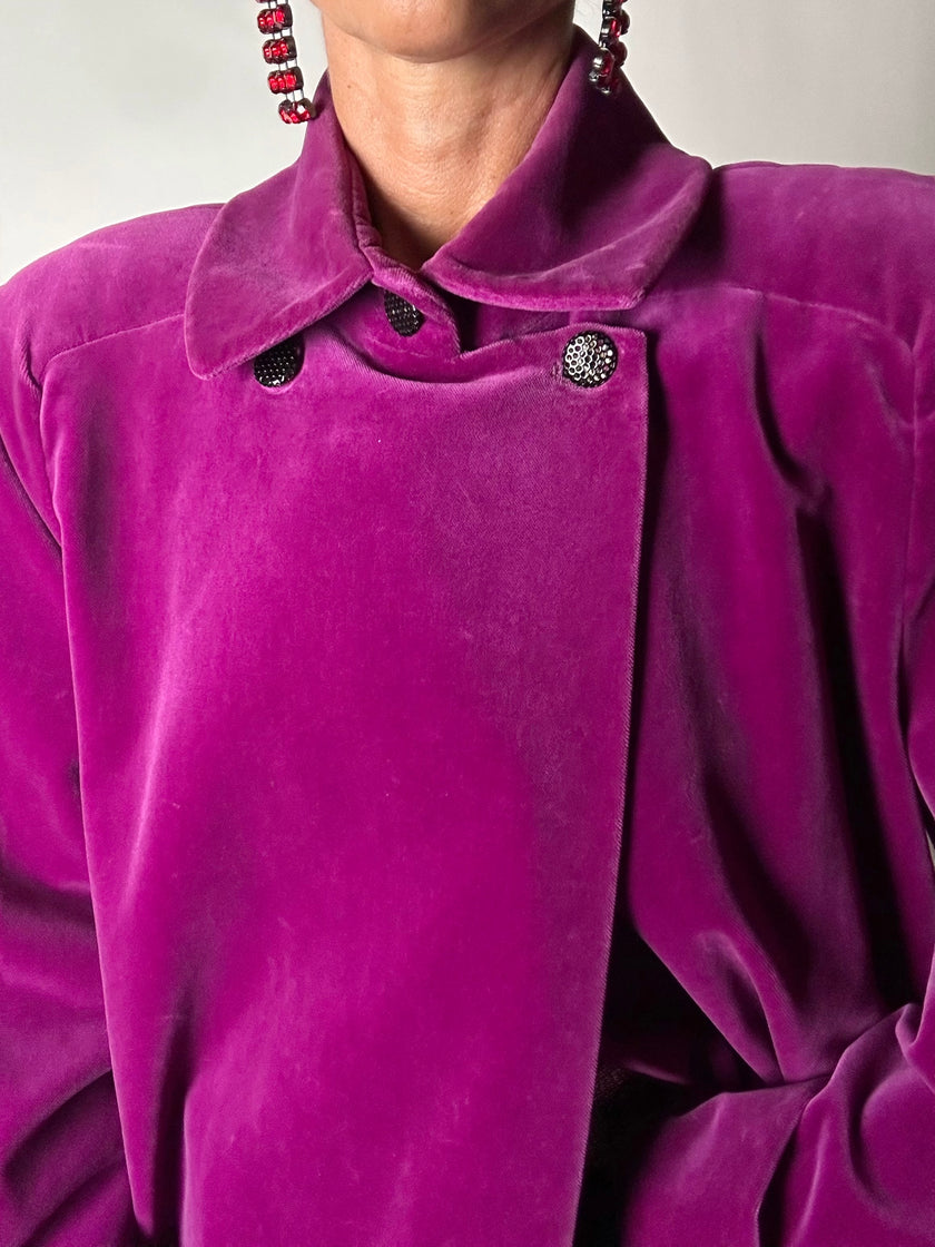 Cappottino vintage Enrico Coveri in velluto viola ciclamino
