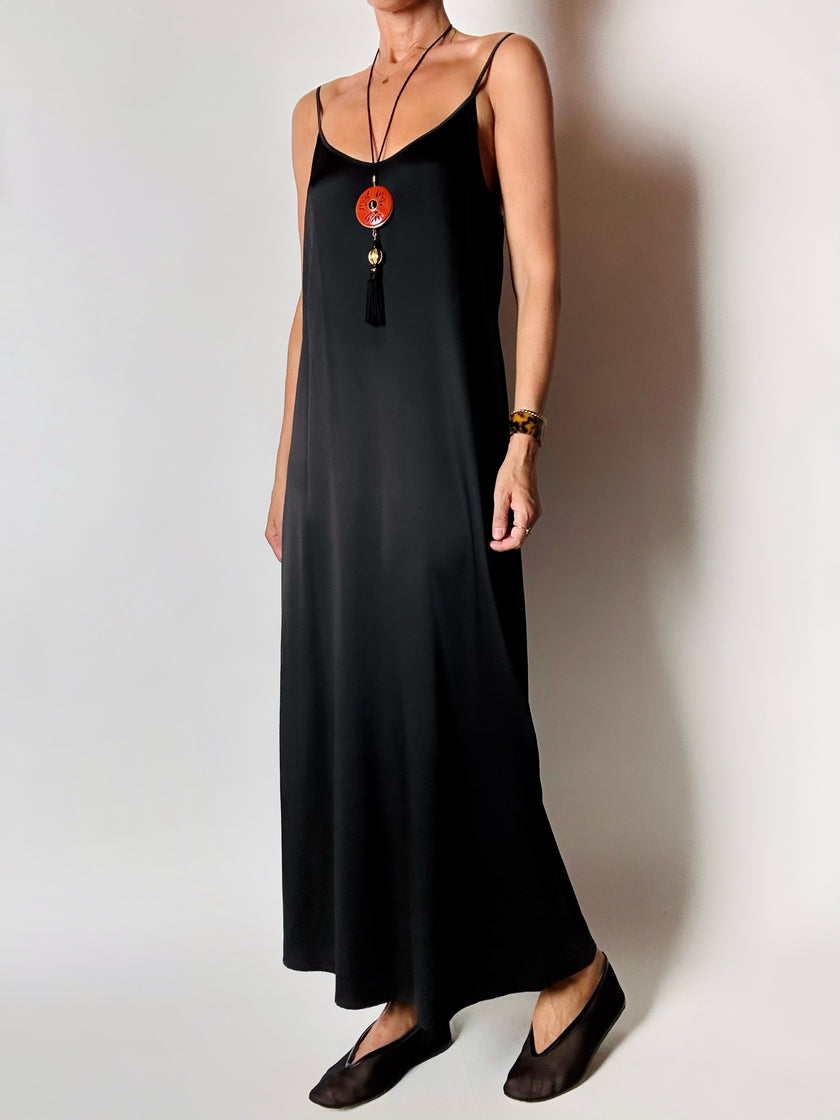 Slip dress Oscalito nero in raso di seta