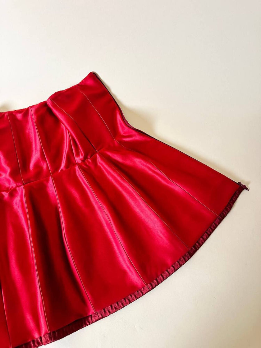 Bustier couture in seta operata rosso sangria