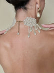 Maxi choker di perle bianche sintetiche