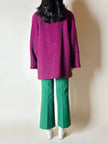 Capottino vintage spinato in tweed di lana e mohair magenta e prugna