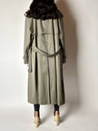 Vintage Aquascutum trench coat in khaki green gabardine with matching belt