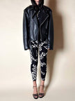 Leggings Yves Saint Laurent in ciniglia stretch fantasia astratta bianca e nera