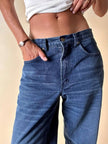 Jeans Yves Saint Laurent Vintage Boy-Friend in Denim Blu Scuro Slavato