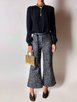 Blusa vintage Valentino Miss V in seta nera goffrata