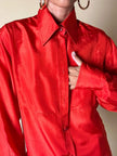 Camicia Yves Saint Laurent in pura seta rosso aragosta con pettorina