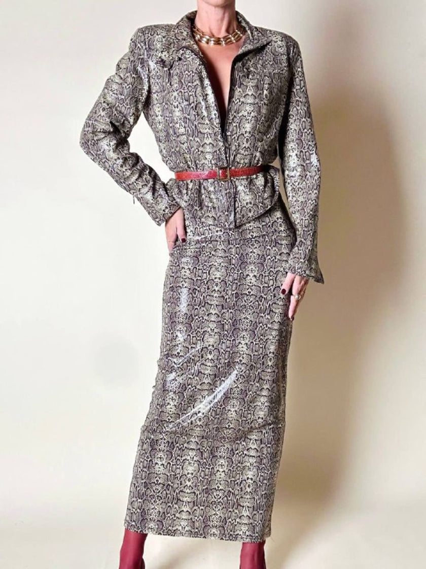 Ensemble Yvan & Marzia in tessuto stretch fantasia pitone