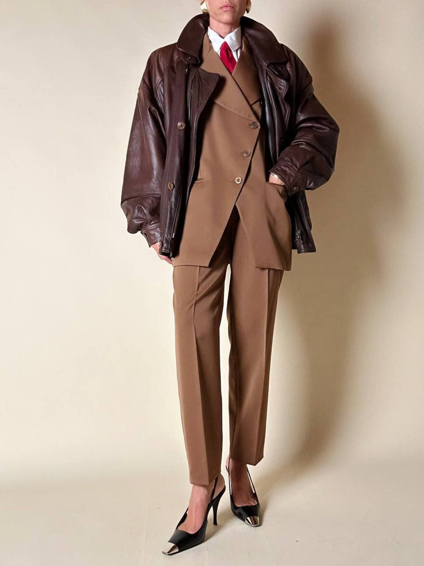 Bomber aviator in pelle color cioccolato “Laps”