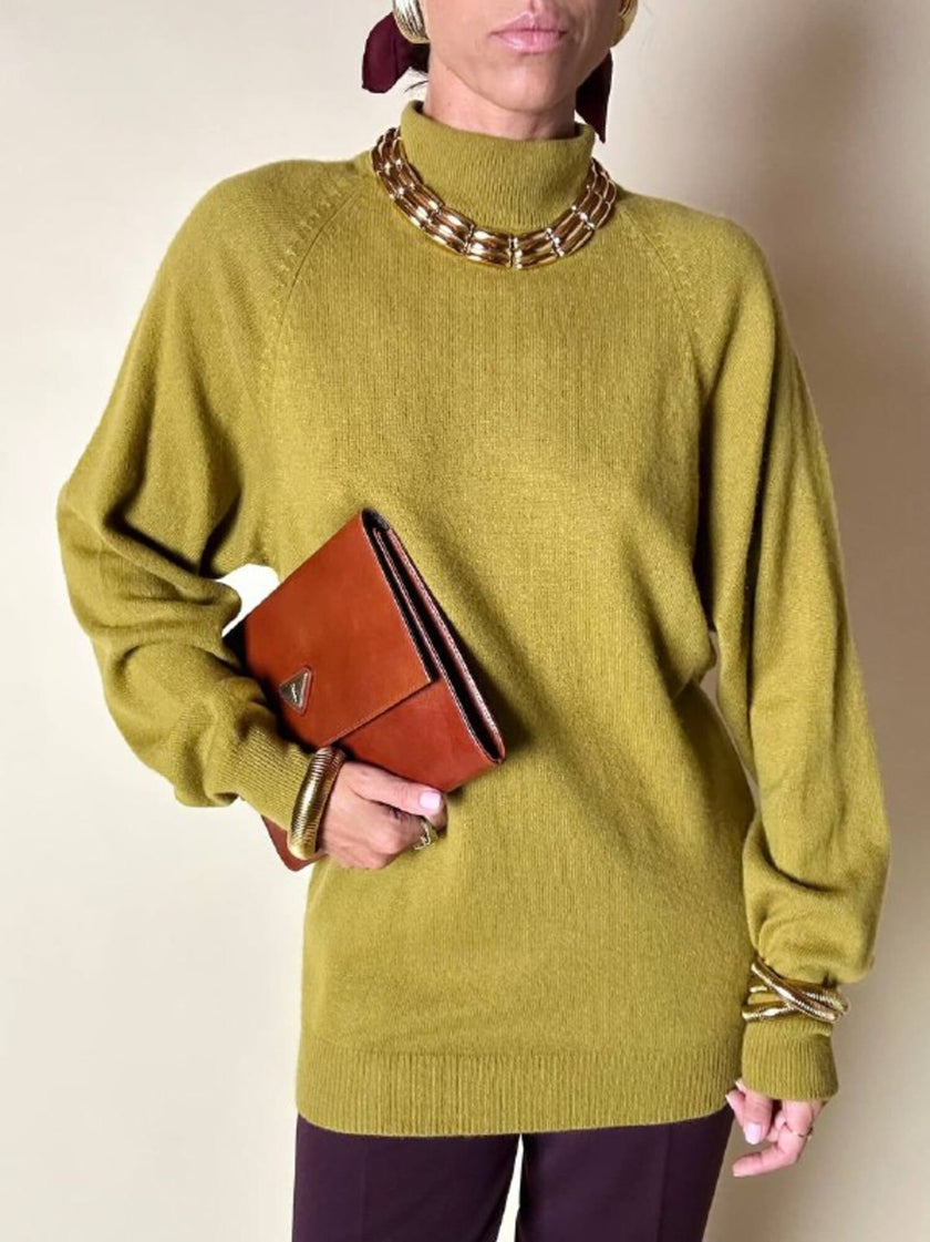 Lupetto oversize in cachemire verde acido Pure Cachemire