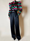 Blusa in lamé goffrato a righe orizzontali multicolor