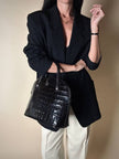 Blazer vintage oversize in rasato di lana nero Dani-Clear