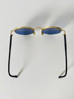 Occhiali da sole vintage Oliver Valentino con montatura gioiello dorata e lenti blu