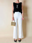 Canottiera in cotone nero con maxi logo ricamato “Yves Saint Laurent”