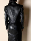 Blazer cropped Gianni Versace vintage in pelle nera con bottoni medusa