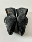 Ballerine slipper Yves Saint Laurent jacquard in tela nera animalier con monogramma YSL in strass
