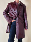 Giaccone svasato in pelle bordeaux “Allegra”