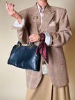 Blazer oversize in fresco di lana principe di Galles beige e marrone Vincam