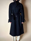 Cappotto lungo vintage in lana nera con taglio trench CGV Firenze