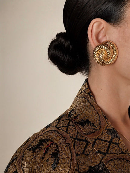 Maxi orecchini a clip vintage a nodo color oro
