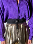 Cintura vintage Nina Ricci nera in passamaneria intrecciata con nappa couture
