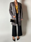 Blazer vintage Gianni Versace in seta goffrata a righe nere e avorio
