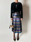 Maglia vintage Yves Saint Laurent Variation in ciniglia nera con logo YSL in strass
