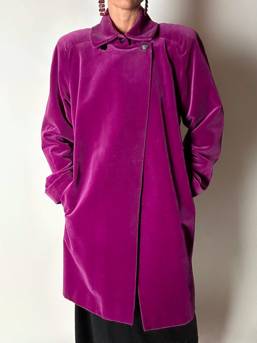 Cappottino vintage Enrico Coveri in velluto viola ciclamino