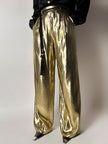 Pantalone vintage Yves Saint Laurent Rive Gauche a palazzo in seta lamé oro