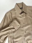 Vintage Gucci dove-grey silk shirt with mother-of-pearl buttons and French cuffs
