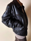 Bomber aviator in pelle testa di moro con fodera gialla matelassé