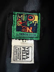 Giacca biker vintage in pelle nera con borchie dorate testa di medusa
