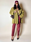 Cappottino oversize con ampi rever in lana verde acido Confezioni di Lusso