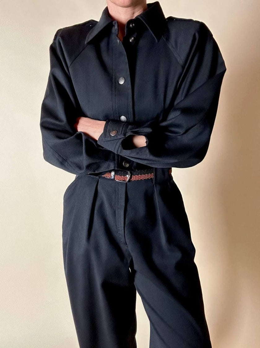 Jumpsuit vintage Yves Saint Laurent in lana nera