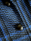 Cappotto in pura lana fantasia principe di Galles blu elettrico e nero Gigli Del Campo