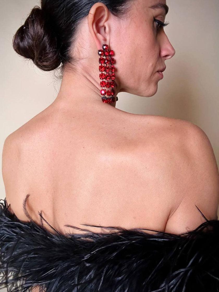 Maxi clip a fanges in cristalli rosso rubino
